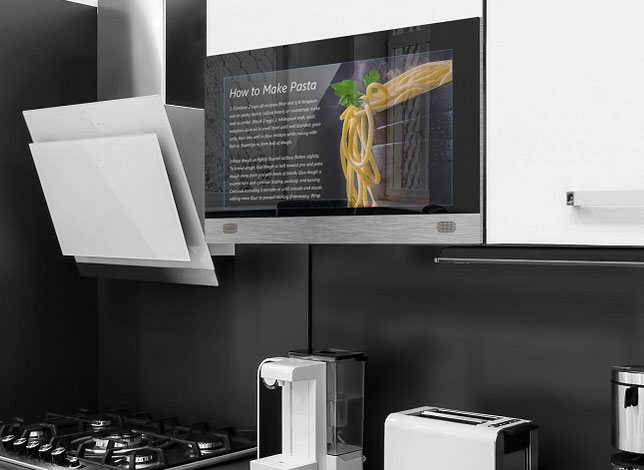 Kitchen Tv With Touchscreen Display Android Connected Crib The Unit Is Thin And Compact Enough To Fit In Place Of A Standard Kitchen Cabinet
